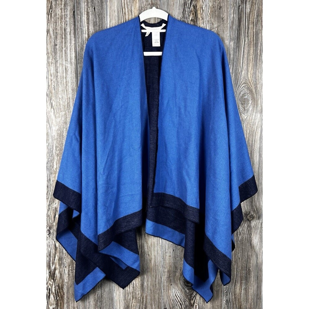 Soft Surroundings Poncho (ONE SIZE) 2-Tone Blue Sweater Cardigan Cape Poncho